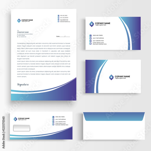 blue color professional business stationary set