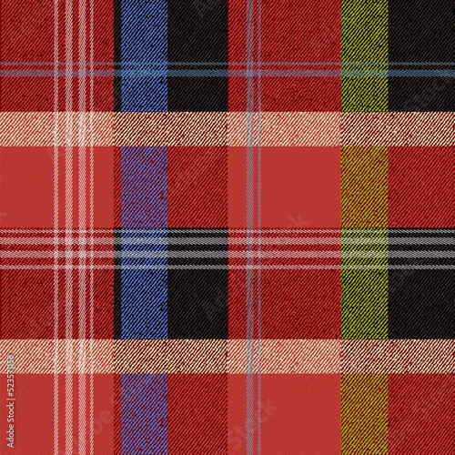 A size pattern suitable for textiles consisting of colored lines and squares