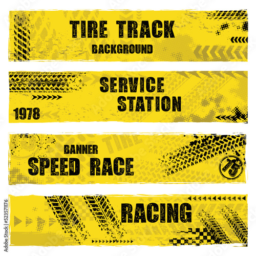 Tire track yellow and black banners