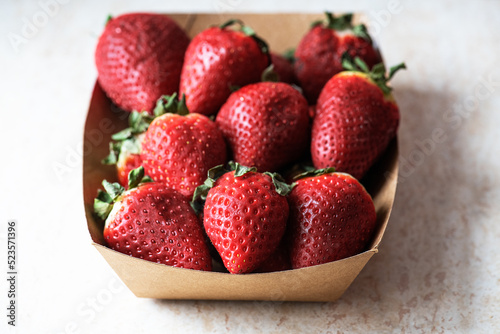 Fresh ripe strawberry, close up, selective focus.