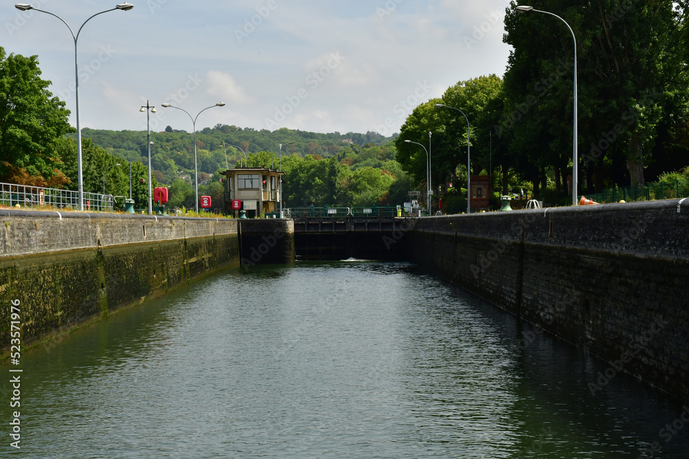 Bougival; France - july 26 2022 : picturesque lock