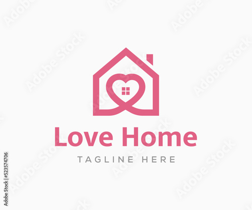 Love house Logo Template. Love Home Logo Design