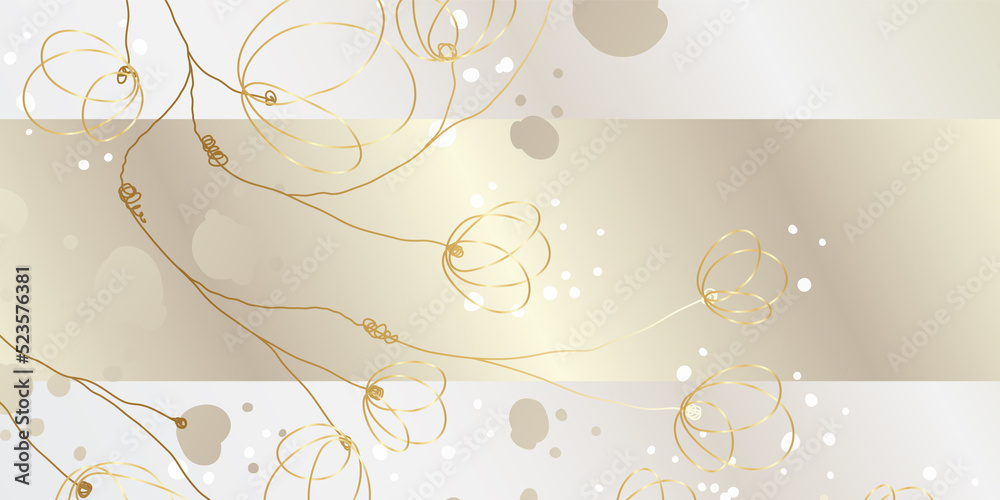 Golden floral abstract pattern. Luxurious golden linear ornament. Premium design for wallpapers, silk textiles and jewelry. Vector illustration.