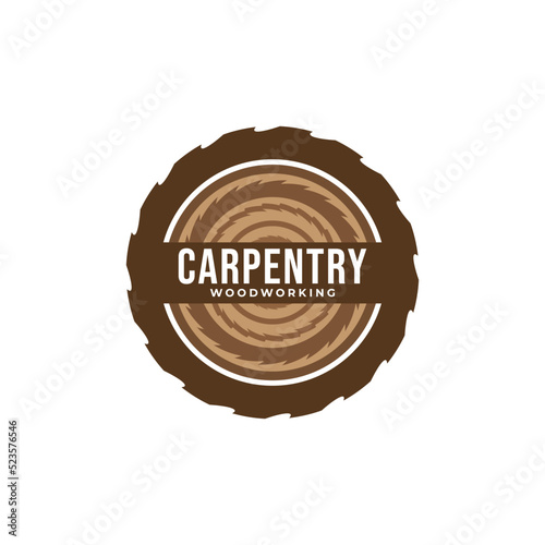 wood working lodge carpenter factory vector logo design template