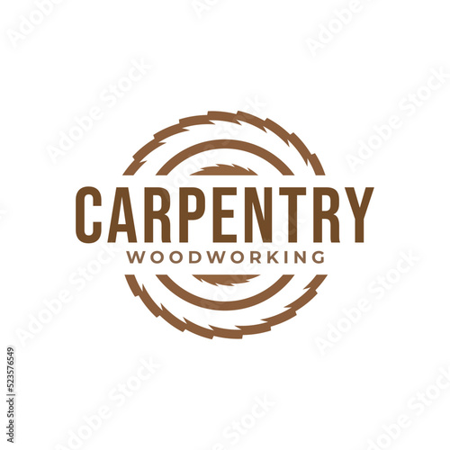 wood working lodge carpenter factory vector logo design template