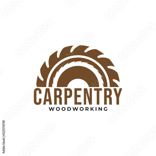 wood working lodge carpenter factory vector logo design template