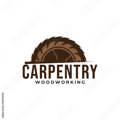 wood working lodge carpenter factory vector logo design template