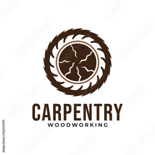wood working lodge carpenter factory vector logo design template
