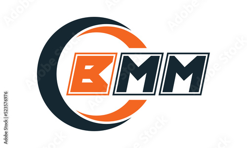 BMM three-letter circle logo design. custom font logo vector template | abstract logo | word mark logo | letter mark logo | business logo | minimalist logo | font logo |