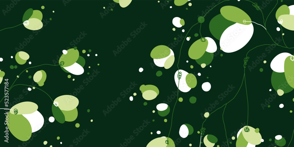 Naklejka premium Simple abstract floral pattern in linear flat style. Great for printing, posters, flyers, packaging, invitations, postcards, textile designs and other accessories. 