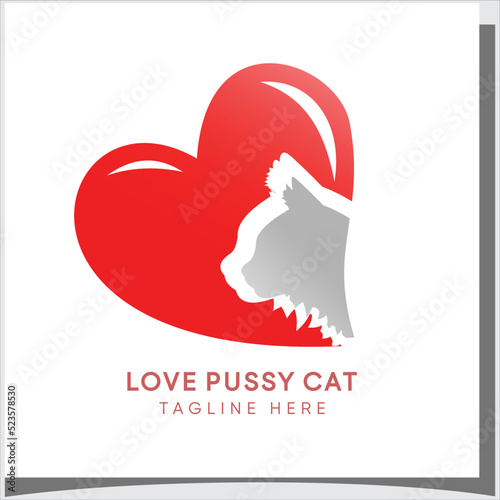 love cat logo design with creative modern syle Premium Vector