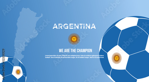 vector background argentina flag with ball soccer , vector illustration and text, perfect color combination