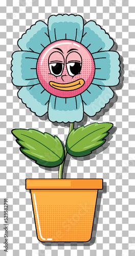 Flower cartoon character in pot