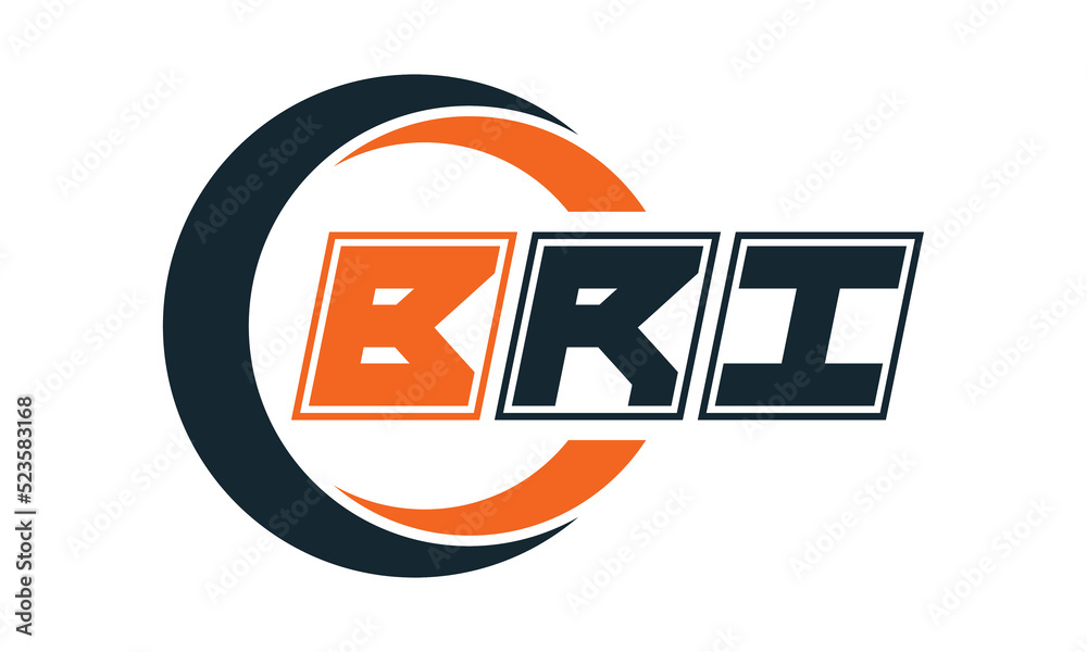 BRI threeletter circle logo design. custom font logo vector template