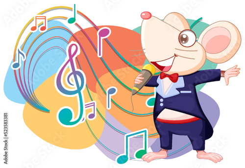 Rat singer cartoon character on white background