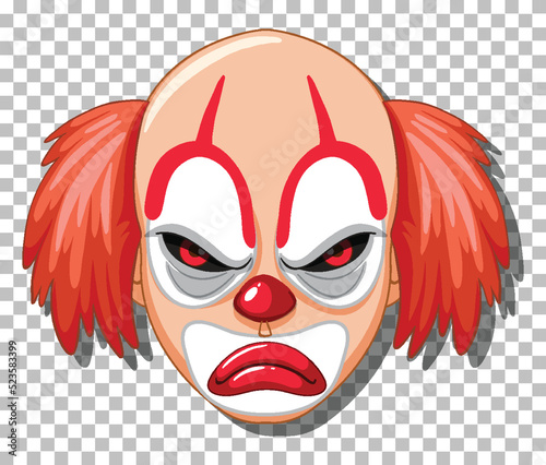 Scary clown head on grid background