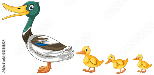 A wild duck with duckling
