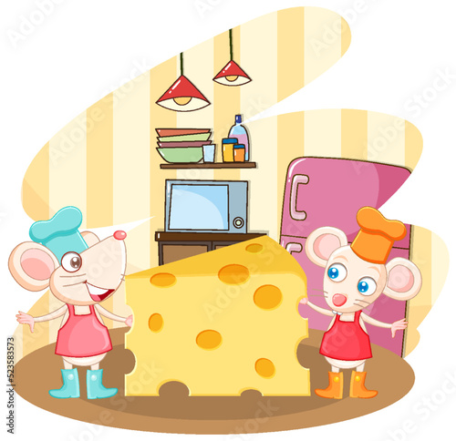 Cute rat chef with cheese