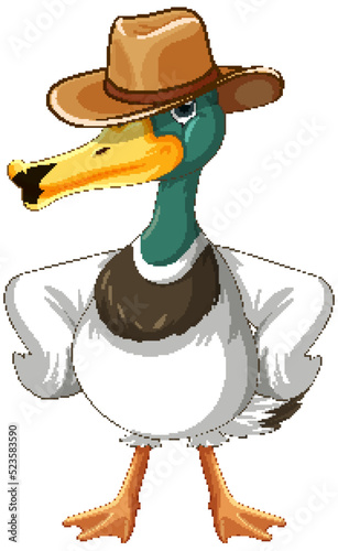 Wild duck wearing cowboy hat