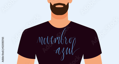 Novembro Azul translation Blue November for men health issues awareness. Vector banner template.