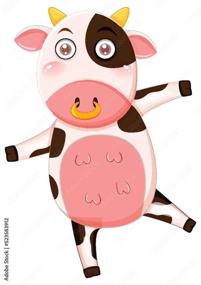 Fototapeta premium Cute cow cartoon character
