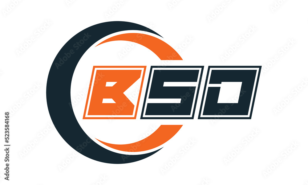 BSD threeletter circle logo design. custom font logo vector template