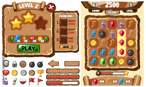 Game element template design set