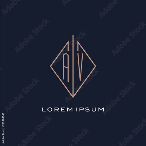 Monogram AV logo with diamond rhombus style, Luxury modern logo design photo