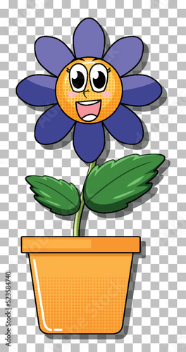 Flower cartoon character in pot