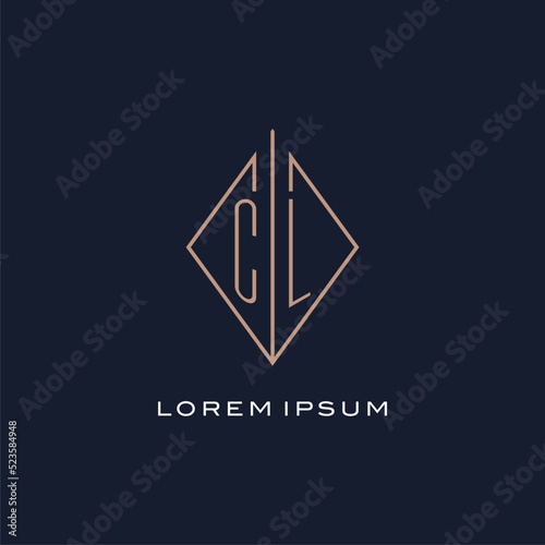 Monogram CL logo with diamond rhombus style, Luxury modern logo design