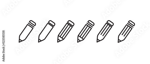 Pencil icon set. Edit symbol. Different style pen icons set. 