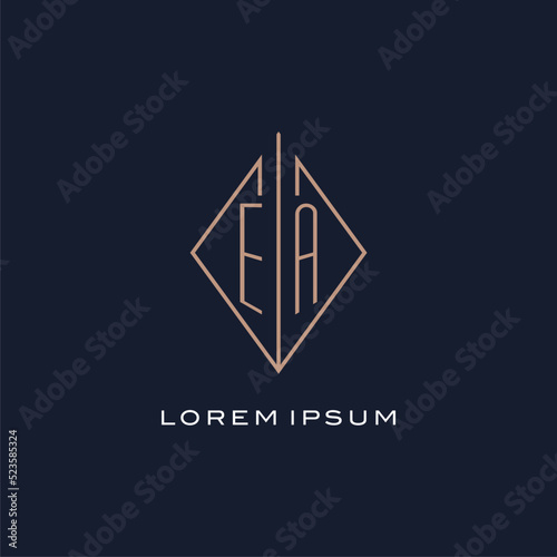 Monogram EA logo with diamond rhombus style, Luxury modern logo design photo