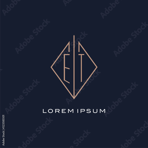 Monogram ET logo with diamond rhombus style, Luxury modern logo design photo