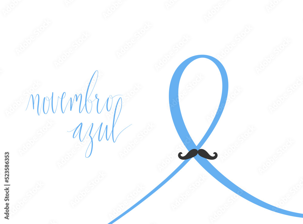 Novembro Azul translation Blue November for men health issues awareness. Vector banner template.