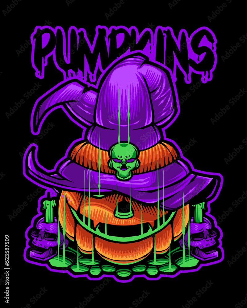 Pumpkin Monster for Halloween Japanese Illustration Style Isolated Vector. Editable Layer and Color. Pumpkin Monster with The Witcher Costume for Halloween Event. Pumpkin Monster for Halloween Japanese Illustration Style Isolated Vector. Editable Layer and Color. Pumpkin Monster with The Witcher Costume for Halloween Event.