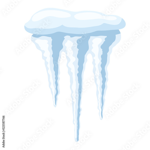 Illustration of icicles. Winter decoration for Merry Christmas and Happy New Year.