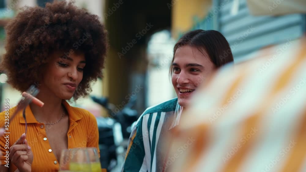 Multiethnic group of friends going out after school and having fun ...