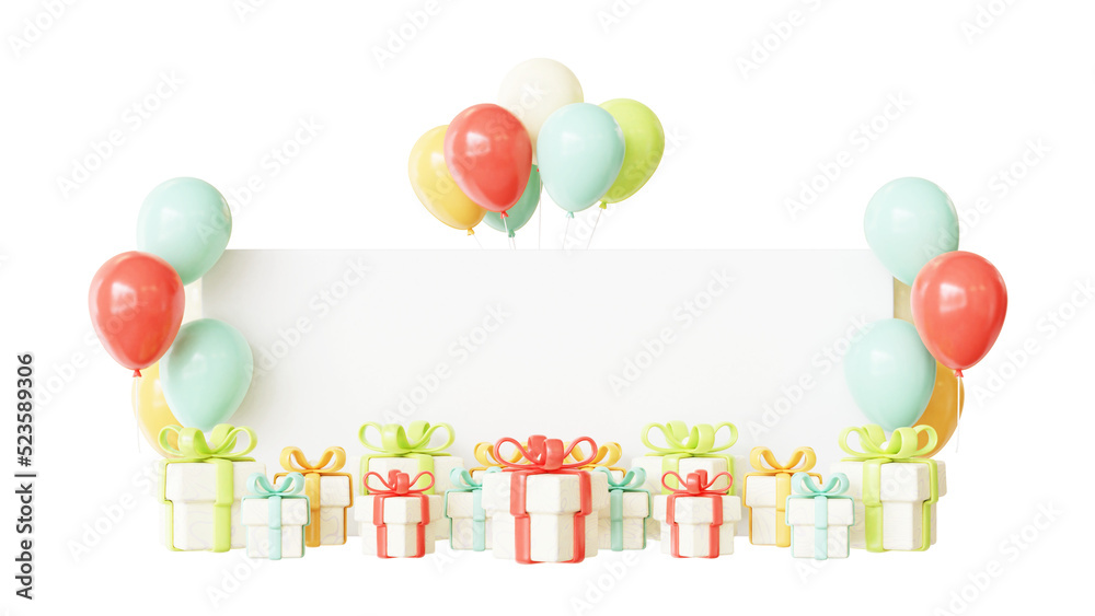 3D Birthday Color Balloon Frame 3D Birthday Color Balloon Frame