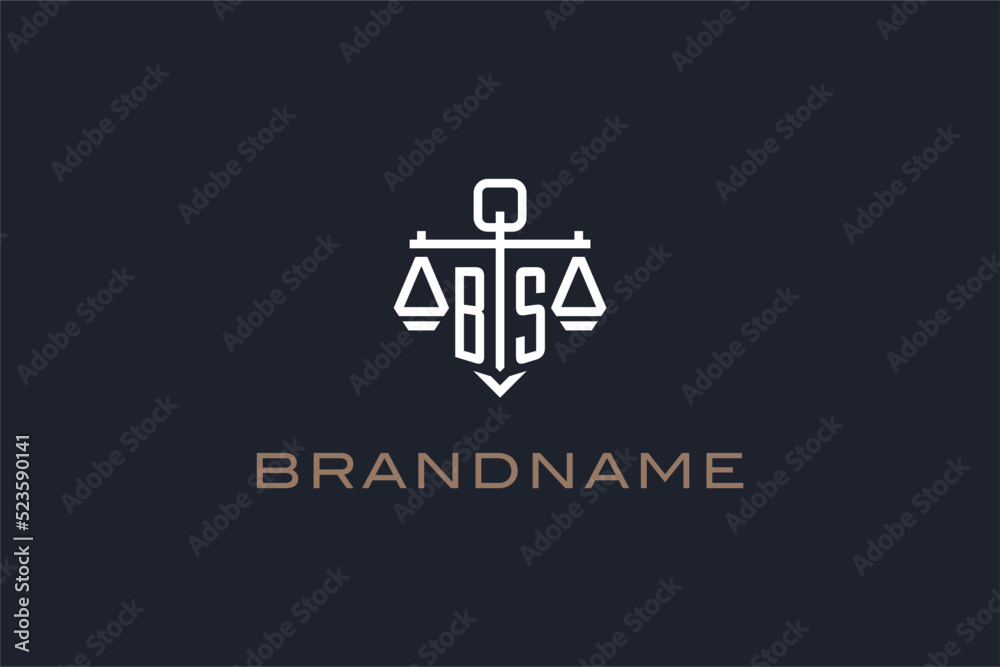 Initials BS logo for law firm with shield and scales of justice modern ...