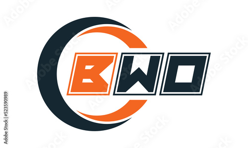 BWO three-letter circle logo design. custom font logo vector template | abstract logo | word mark logo | letter mark logo | business logo | minimalist logo | font logo | photo