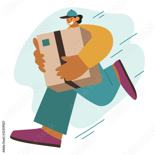 Courier, delivery man. Online delivery service concept, delivery home and office.