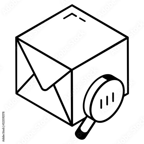 An isometric outline icon of check parcel 