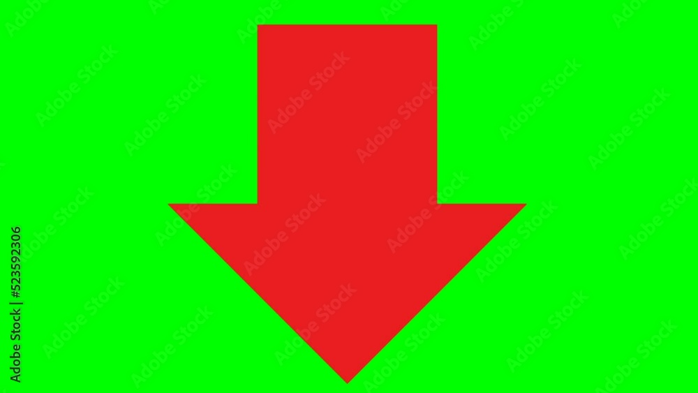 red arrow sign pointing down icon,symbol of arrow on green screen background,seamless loop animation red arrow sign pointing down icon,symbol of arrow on green screen background,seamless loop animation