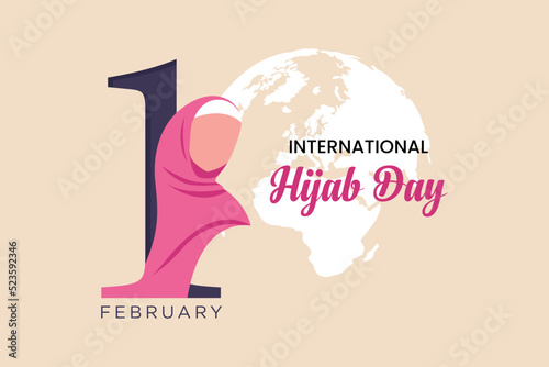 Single one line drawing  world hijab day good for world hijab day celebration. International hijab day concept. Continuous line draw design graphic vector illustration.