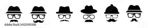 Man wear glasses with hat and mustache icon