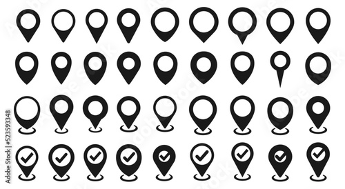 Map pin icon. location pin place marker set