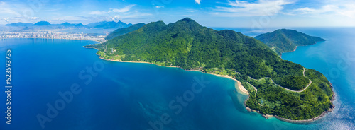 Aerial view of Da Nang beach from Son Tra peninsula which is a very famous destination for tourists.