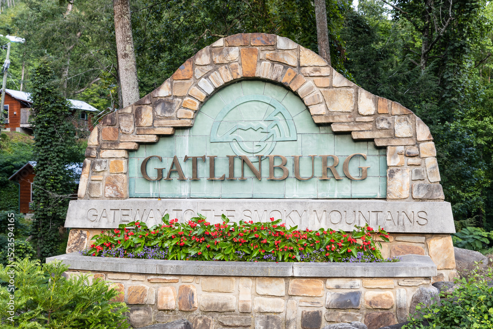 GATLINBURG, TN, USA AUGUST 1, 2022 The Gatlinburg, "Gateway to the