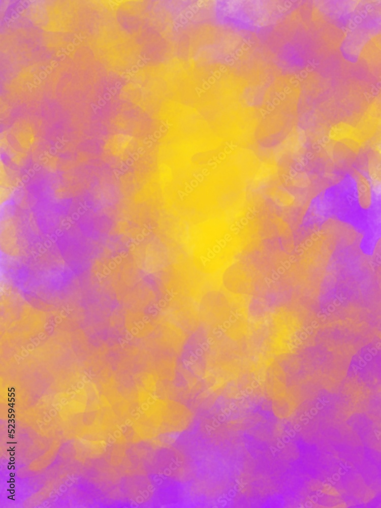 Abstract print purple and yellow watercolor effect. Watercolor wallpaper. Abstract background. Complementary colors.