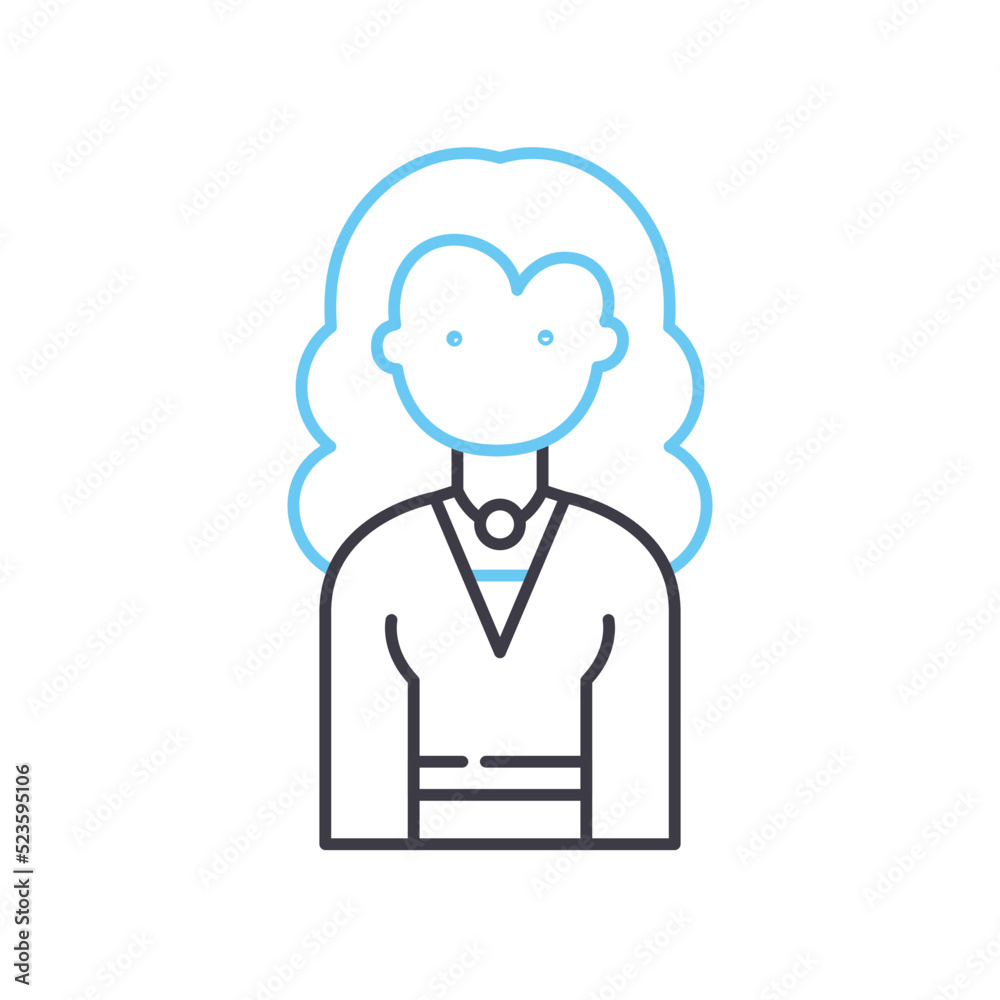 actress avatar line icon, outline symbol, vector illustration, concept sign